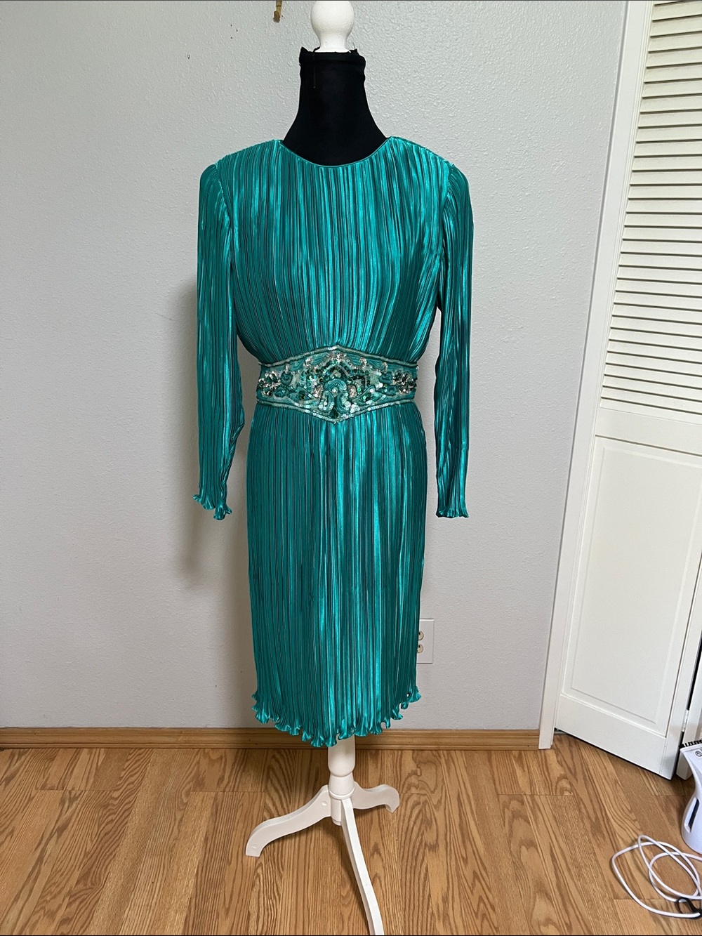 Joan Leslie Evenings Teal & Silver Cocktail Dress | Size 8
